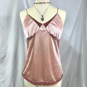 XHILARATION Light Pink Babydoll Camisole Lace Trim Satin 2000s Y2K Womens L Cute